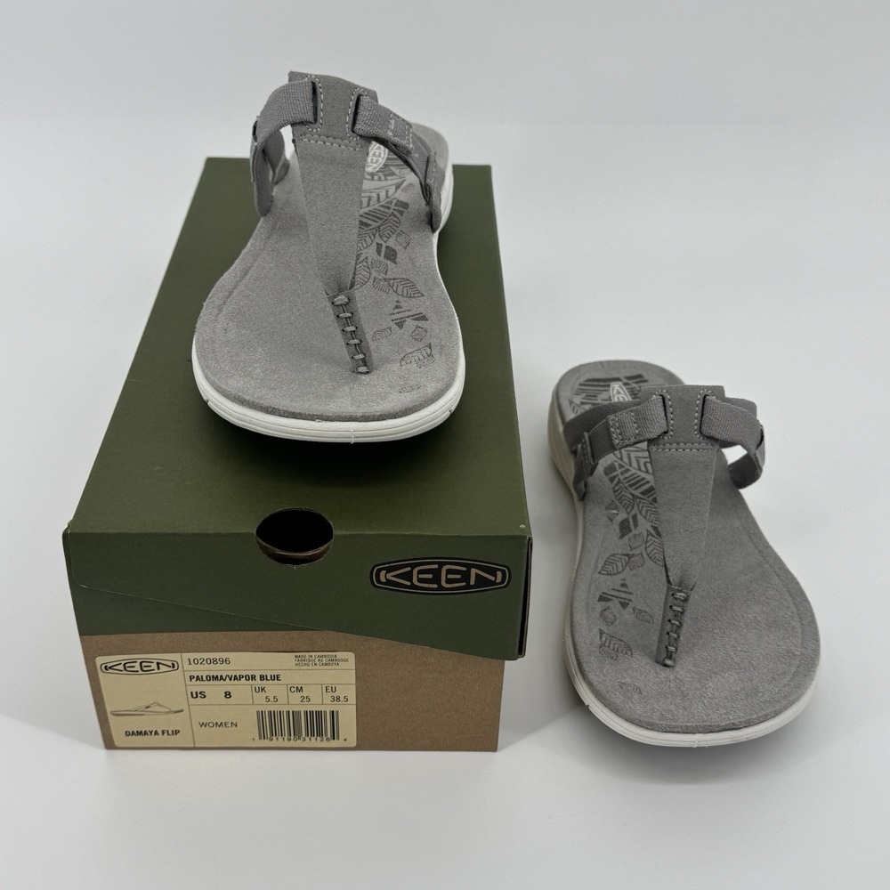 KEEN Damaya Flip Flop Sandals Women's Size 8 Gray Comfort Arch Support Thong New